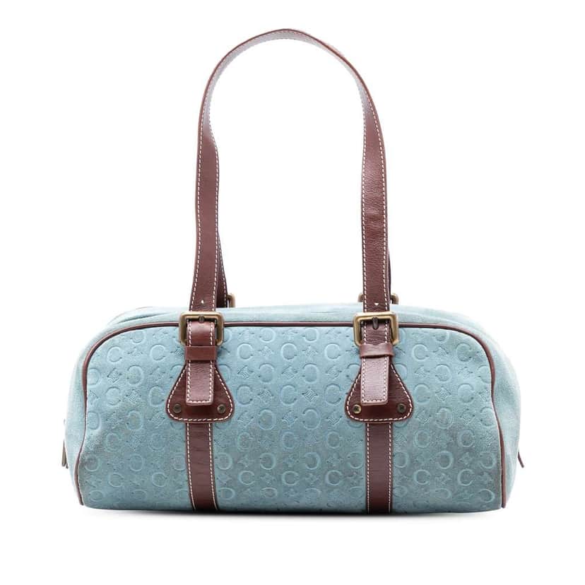 Celine C Macadam Suede Shoulder Bag Blue Leather Very good condition - Front View