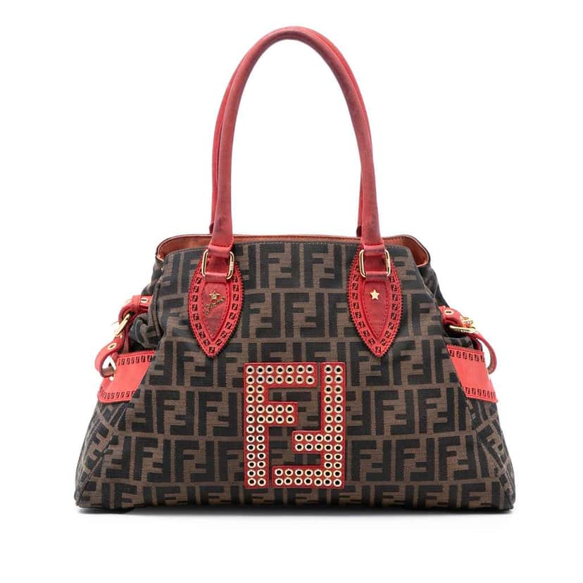 Fendi Zucca Canvas Etniko Grommet Tote Brown Canvas Good condition - Front View