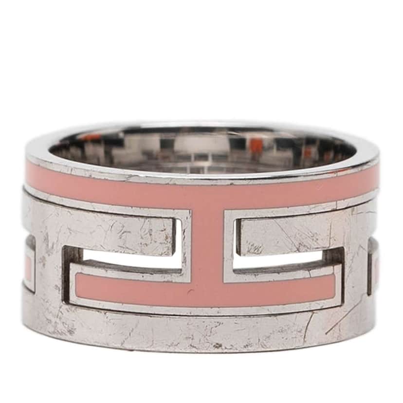 Hermès Sterling Silver Enamel Move H Ring Silver Silver Fair condition - Front View
