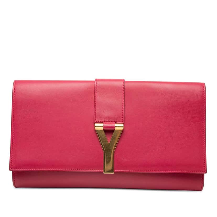 Saint Laurent Leather Chyc Ligne Clutch Pink Leather Very good condition - Front View