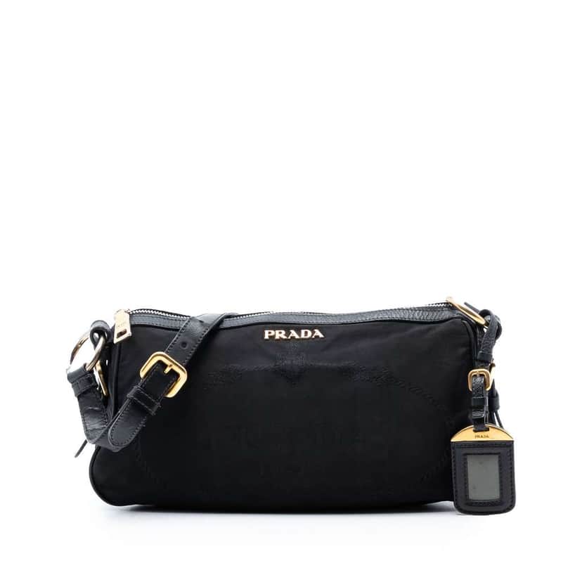 Prada Tessuto Canapa Logo Shoulder Bag Black Very good condition - Front View