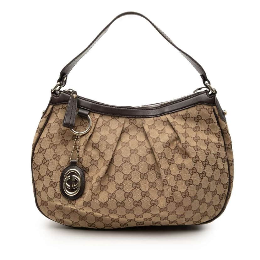 Gucci GG Canvas Sukey Shoulder Bag Brown Canvas Good condition - Front View