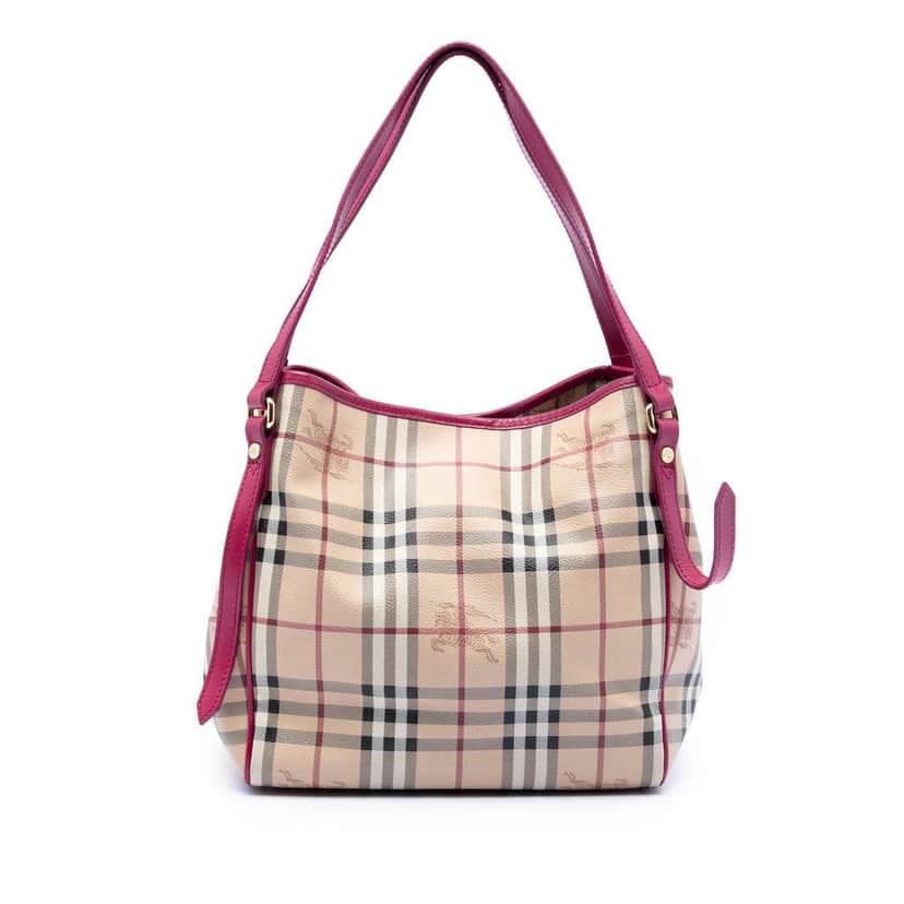Burberry Small Haymarket Check Coated Canvas Canterbury Tote Brown Canvas Very good condition - Front View