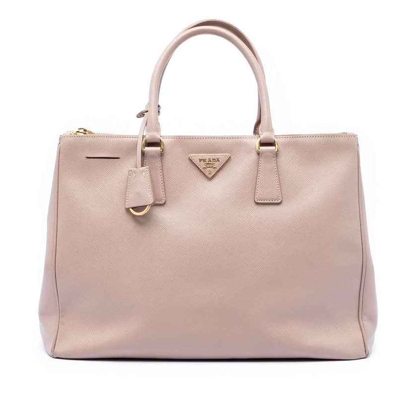 Prada Large Saffiano Lux Galleria Double Zip Tote Brown Leather Very good condition - Front View