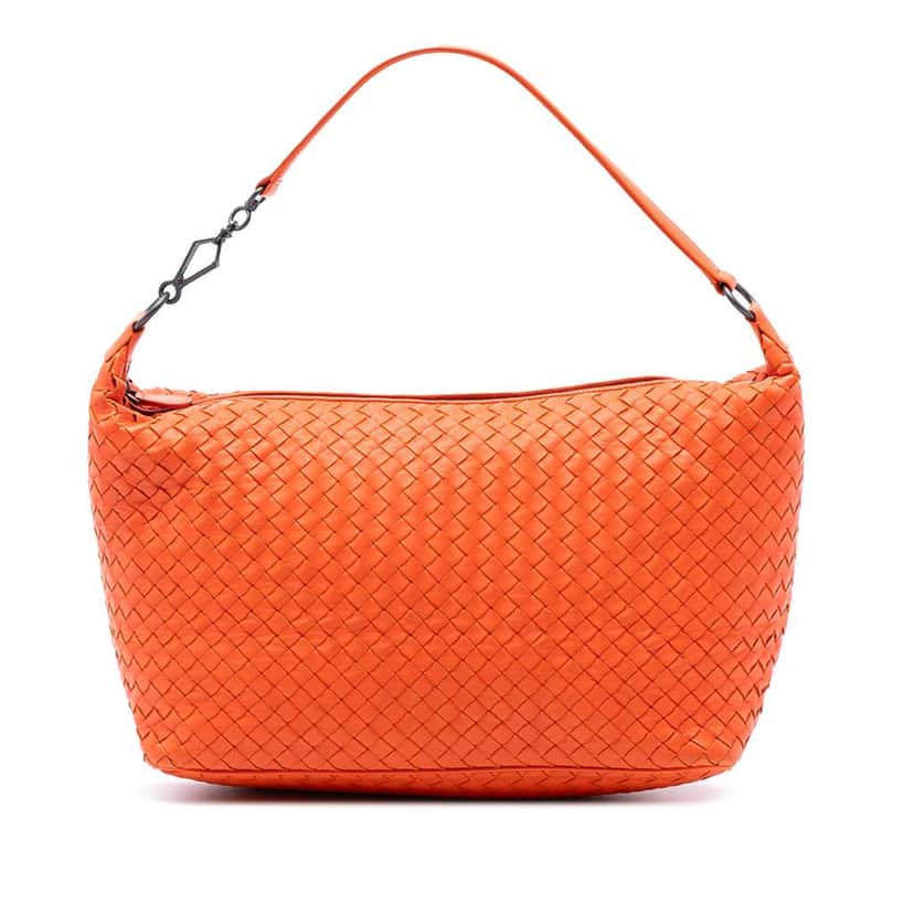 Bottega Veneta Nappa Intrecciato Shoulder Bag Orange Leather Very good condition - Front View