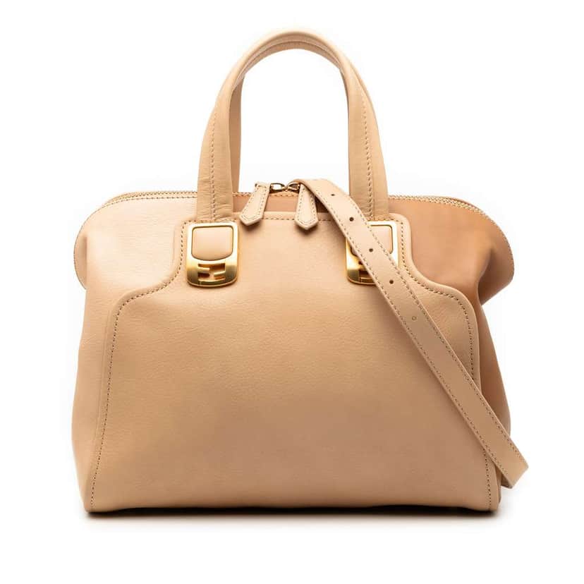 Fendi Small Tricolor Leather Colorblock Chameleon Satchel Brown Leather Very good condition - Front View