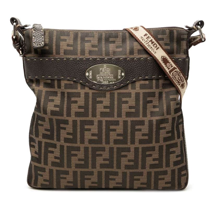 Fendi Zucca Canvas Selleria Crossbody Brown Canvas Very good condition - Front View