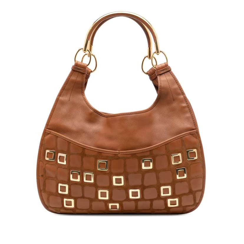 Dior Medium Embellished Leather 61 Hobo Brown Leather Very good condition - Front View