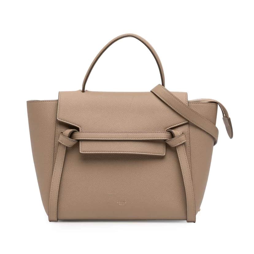Celine Micro Grained Calfskin Belt Bag Brown Leather Very good condition - Front View