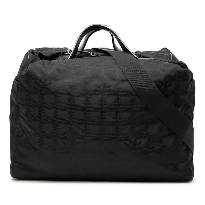 Chanel New Travel Line Nylon Travel Bag Black Very good condition - Front View