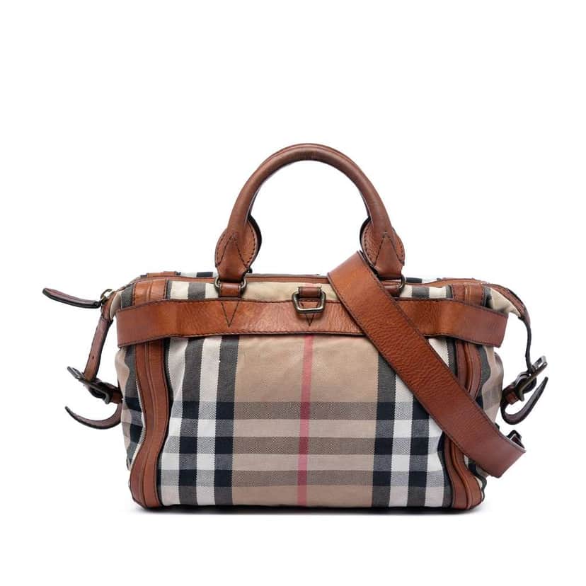 Burberry House Check Canvas Banford Bowling Bag Brown Canvas Very good condition - Front View