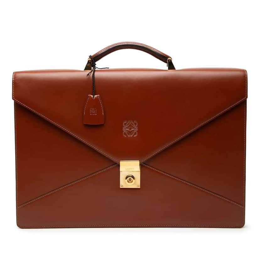 Loewe Leather Business Bag Brown Leather Very good condition - Front View