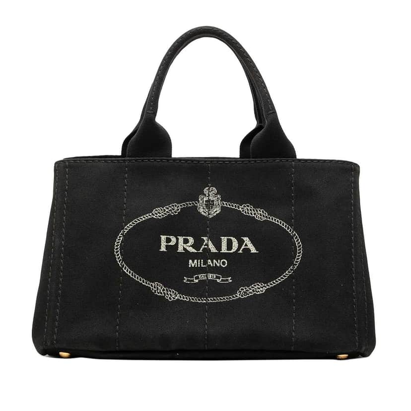 Prada Canvas Canapa Logo Satchel Black Canvas Very good condition - Front View