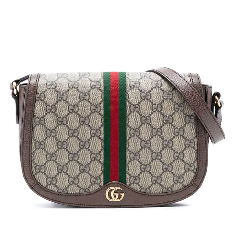 Gucci Small GG Supreme Ophidia Crossbody Brown Canvas Very good condition - Front View