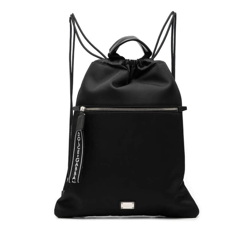 Dolce & Gabbana Nylon Logo Drawstring Backpack Black Good condition - Front View