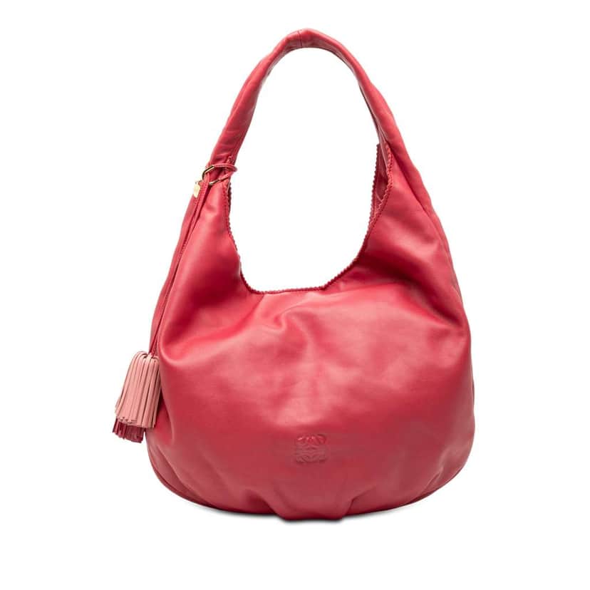 Loewe Nappa Anagram Tassel Hobo Pink Leather Good condition - Front View