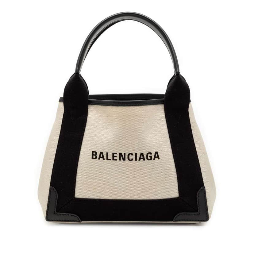 Balenciaga Canvas Navy Cabas XS White Canvas Good condition - Front View