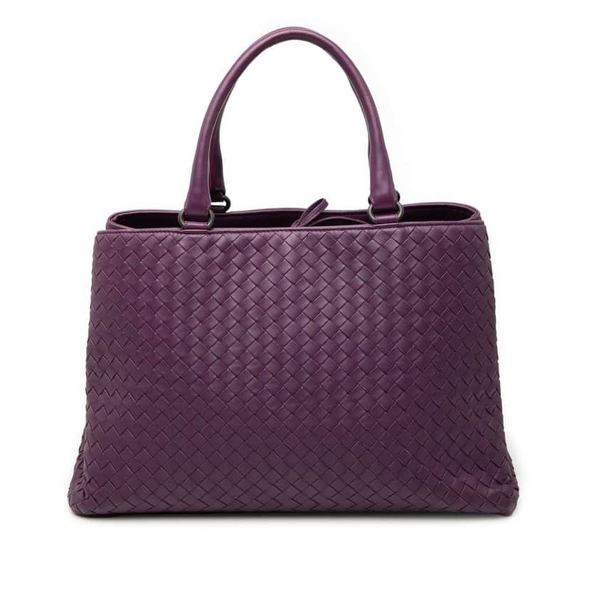Bottega Veneta Nappa Intrecciato Milano Tote Purple Leather Good condition - Front View