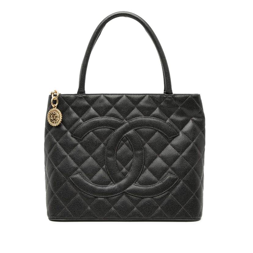 Chanel Caviar Medallion Tote Black Leather Good condition - Front View