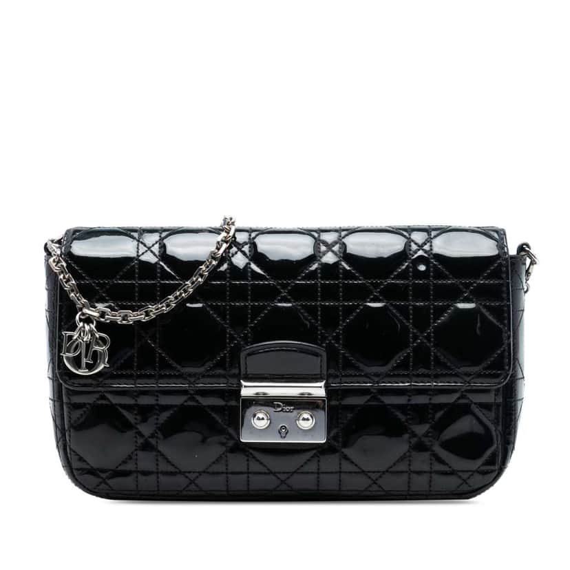 Dior Patent Cannage Miss Dior Promenade Crossbody Black Leather Good condition - Front View