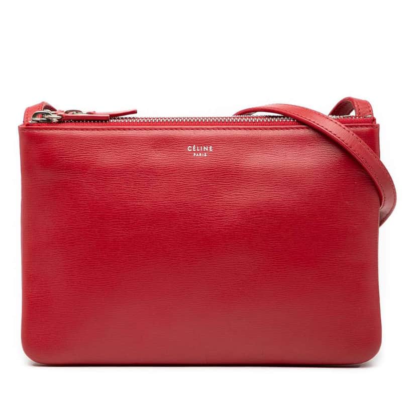 Celine Small Lambskin Trio Crossbody Red Leather Good condition - Front View