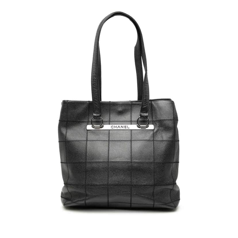 Chanel Choco Bar Caviar Tote Black Leather Good condition - Front View