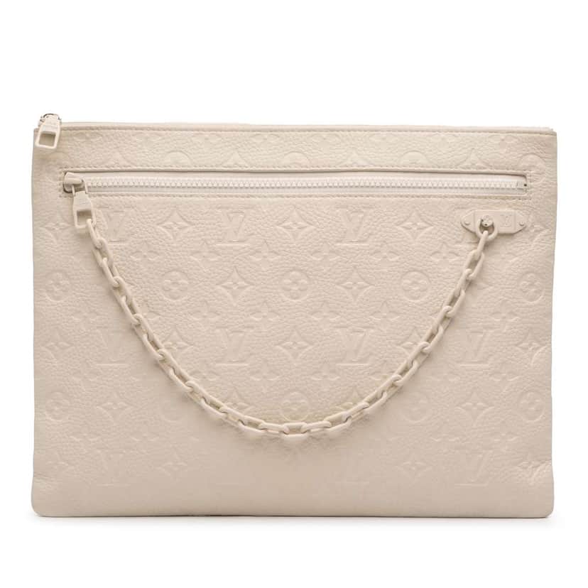 Louis Vuitton Monogram Taurillon A4 Pouch White Leather Good condition - Front View