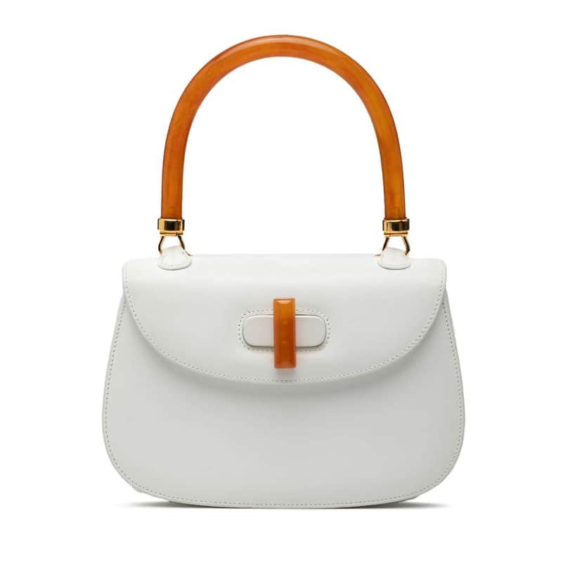 Gucci Calfskin Bakelite Night White Leather Good condition - Front View