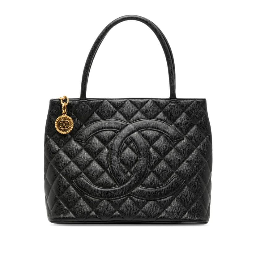 Chanel Caviar Medallion Tote Black Leather Good condition - Front View