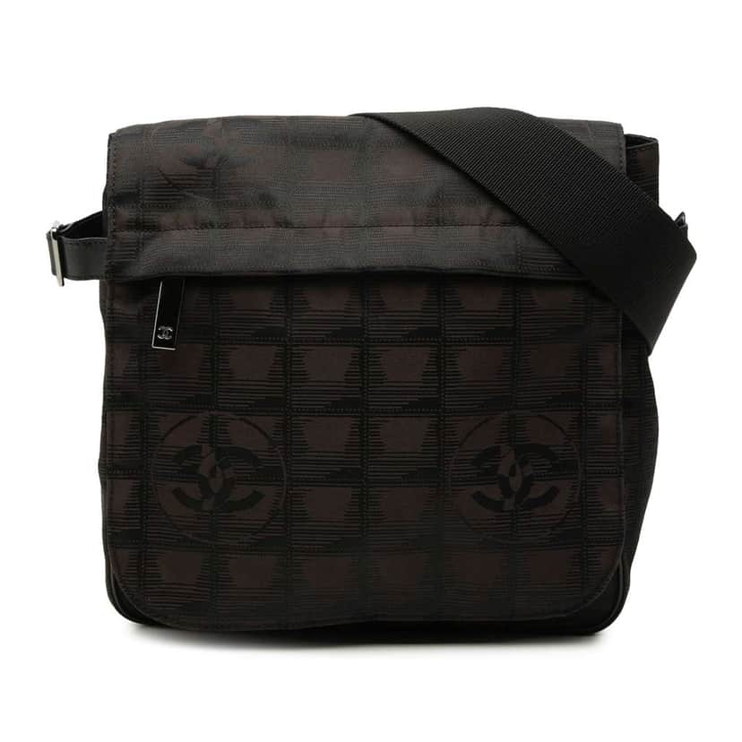 Chanel New Travel Line Nylon Messenger Bag Brown Good condition - Front View
