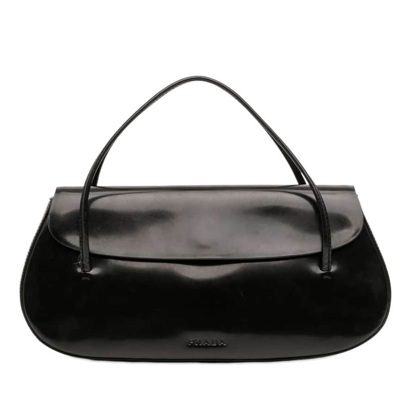 Prada Spazzolato Flap Handbag Black Leather Good condition - Front View