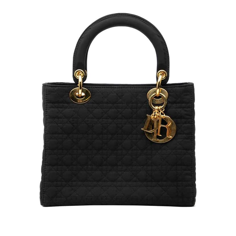 Dior Medium Nylon Cannage Lady Dior Black Good condition - Front View