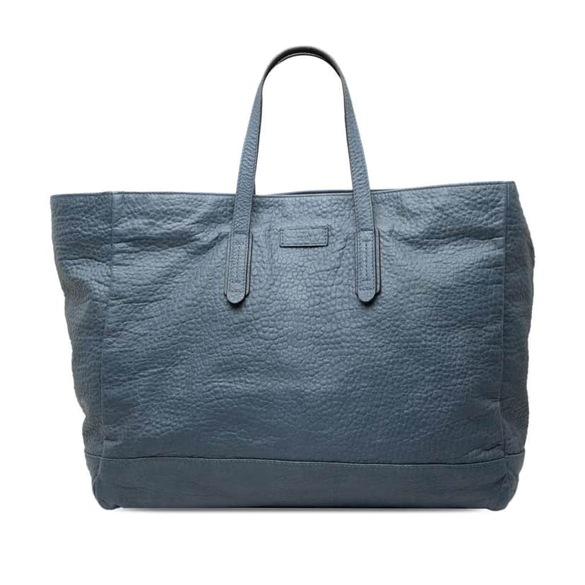 Gucci Large Grained Leather Tote Blue Leather Good condition - Front View