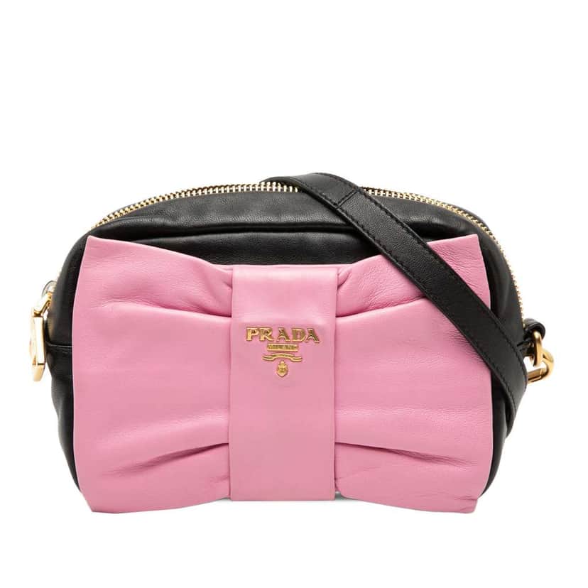 Prada Nappa Fiocco Bow Crossbody Black Leather Good condition - Front View