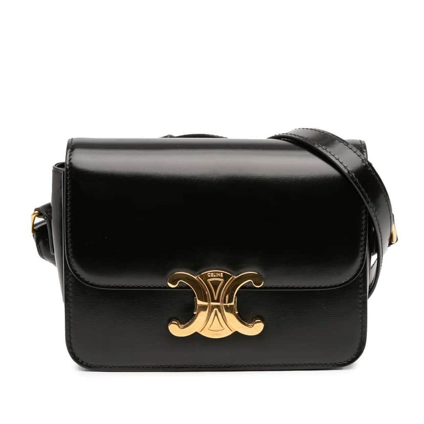 Celine Teen Shiny Calfskin Triomphe Crossbody Black Leather Good condition - Front View