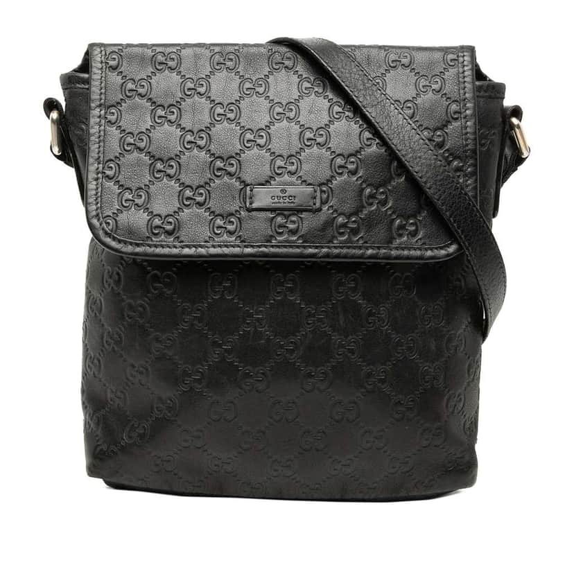 Gucci Guccissima Crossbody Black Leather Fair condition - Front View