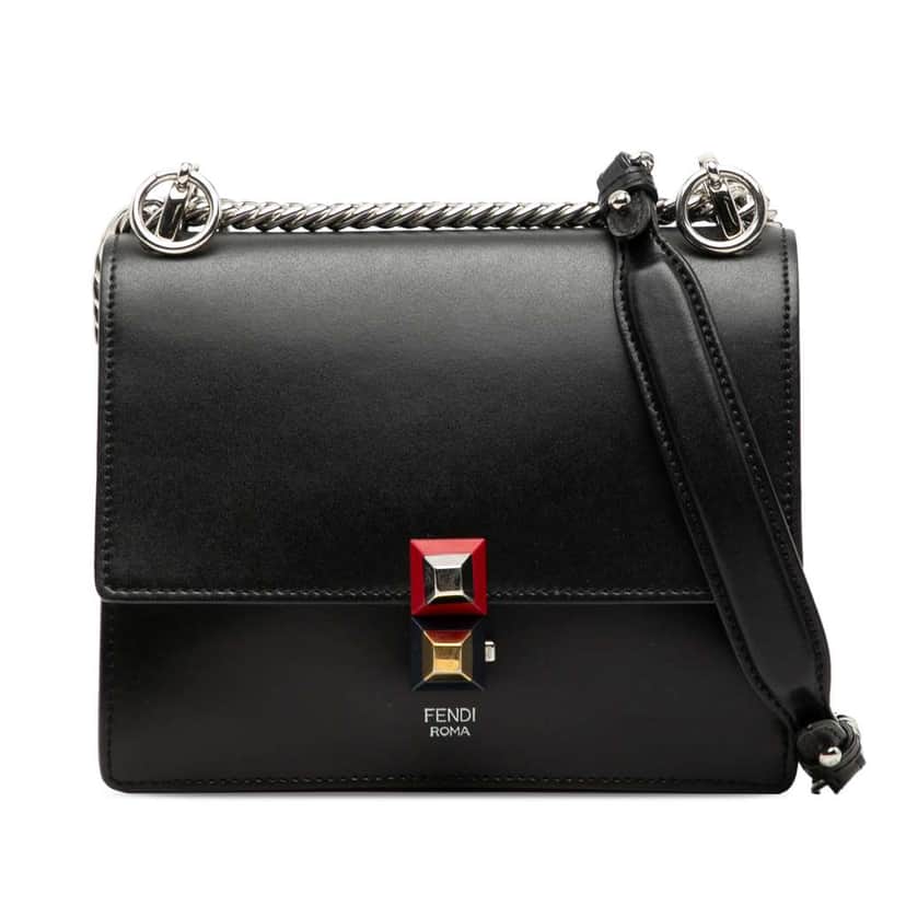 Fendi Small Leather Kan I Crossbody Black Leather Good condition - Front View