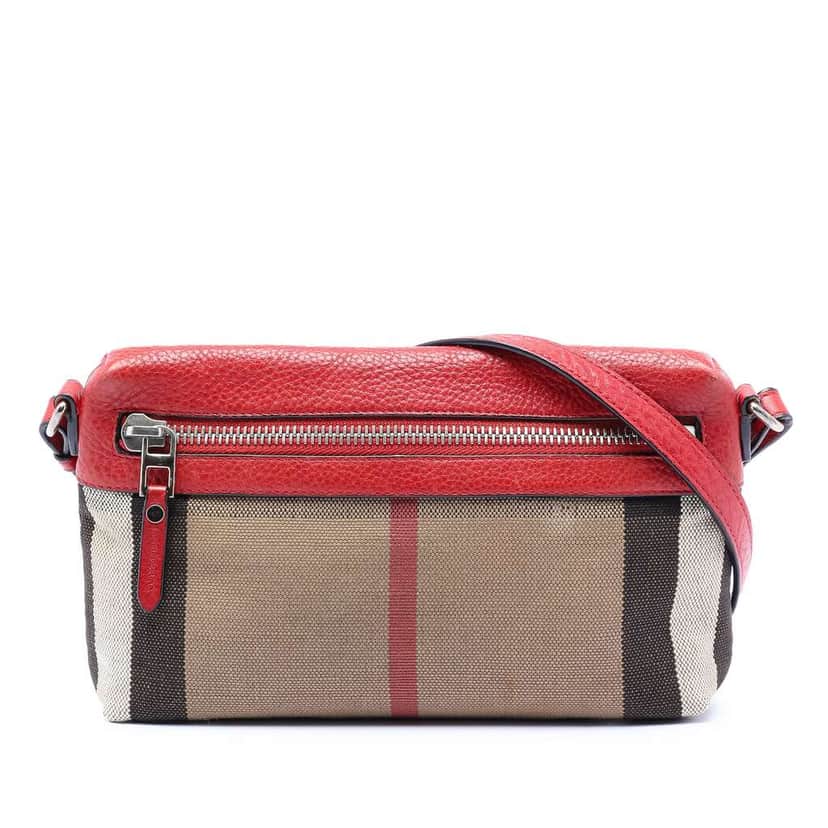 Burberry Small Mega Check Canvas Farley Crossbody Brown Canvas Good condition - Front View