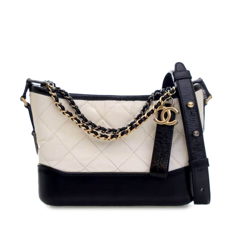 Chanel Small Bicolor Aged Calfskin Gabrielle Crossbody White Leather Good condition - Front View