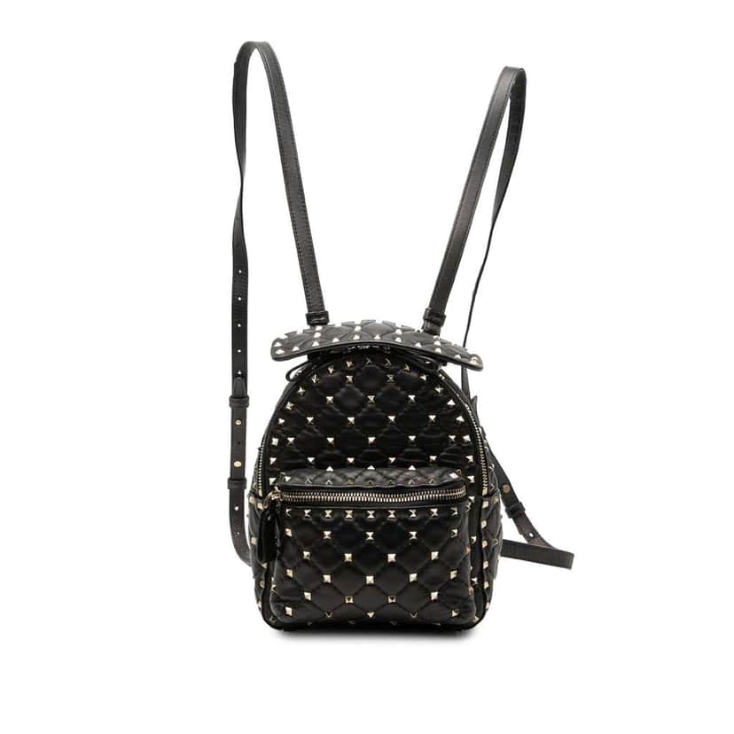 Valentino Mini Nappa Rockstud Spike Backpack Black Leather Good condition - Front View