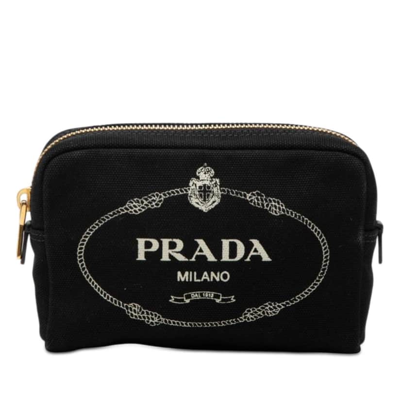 Prada Canvas Canapa Logo Pouch Black Canvas Good condition - Front View