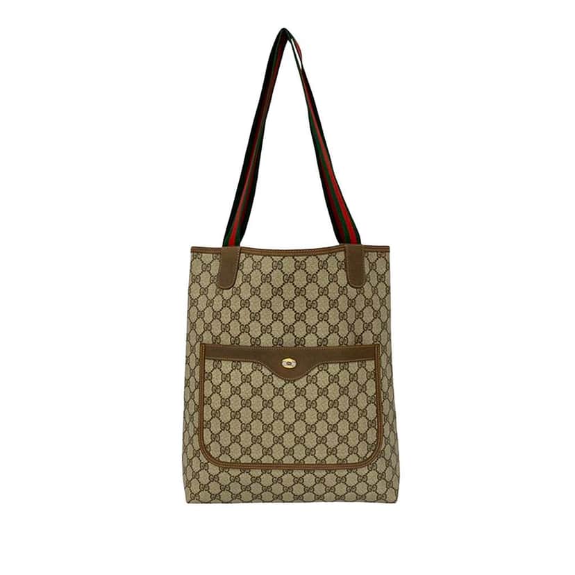 Gucci GG Supreme Web Tote Brown Canvas Good condition - Front View