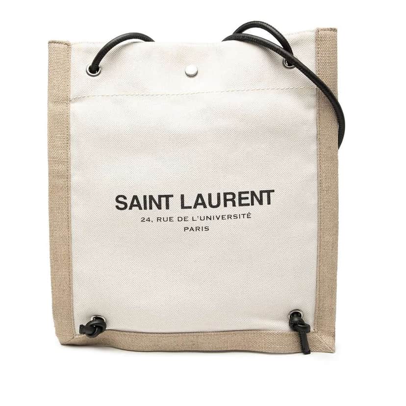 Saint Laurent Canvas Universite Flat Convertible Crossbody Brown Canvas Very good condition - Front View