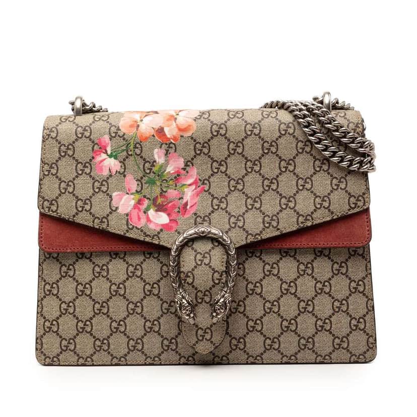 Gucci Medium GG Supreme Blooms Dionysus Shoulder Bag Brown Canvas Good condition - Front View