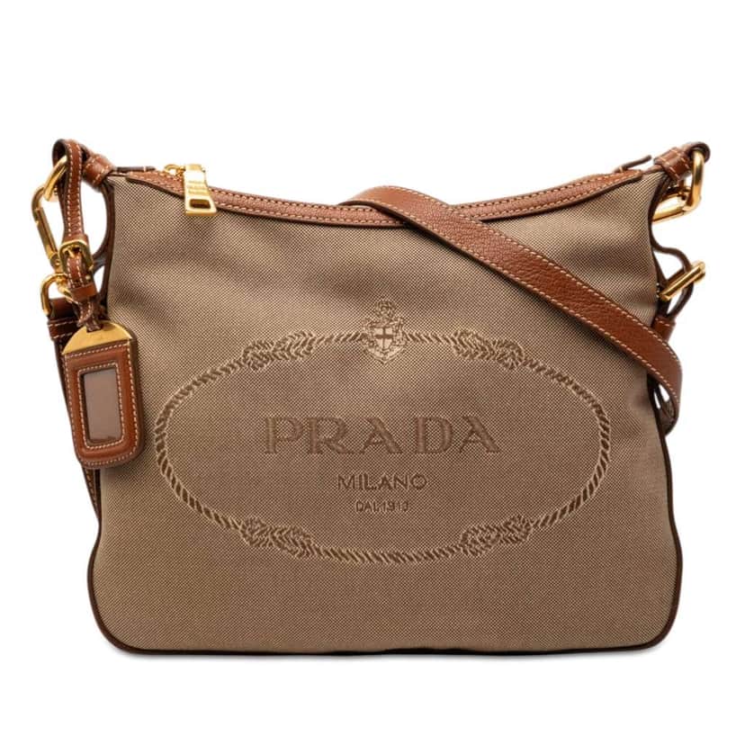 Prada Canvas Canapa Logo Crossbody Brown Canvas Very good condition - Front View