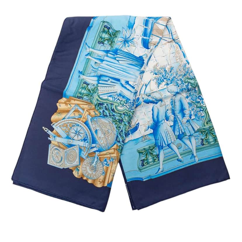 Hermès Azulejos Silk Scarf Blue Silk Very good condition - Front View