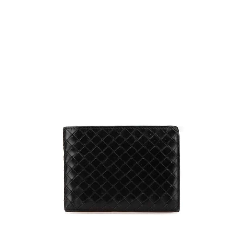 Bottega Veneta Leather Intrecciato Bifold Wallet Black Leather Very good condition - Front View