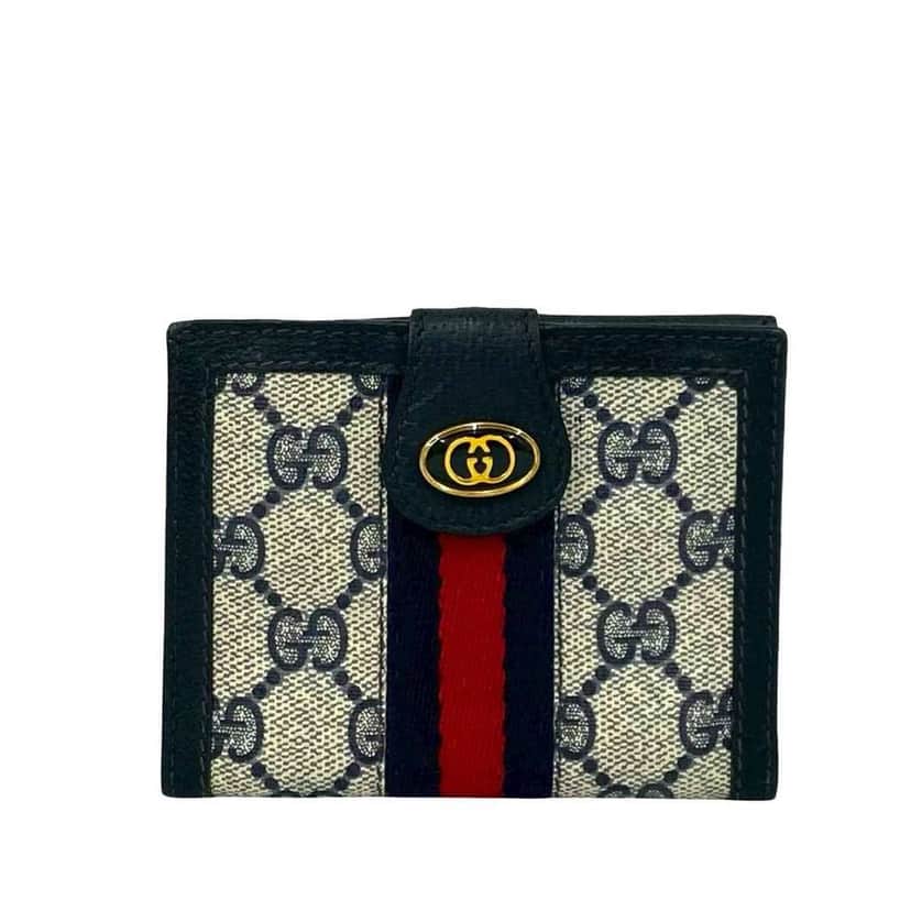 Gucci GG Supreme Web Ophidia Bifold Wallet Brown Canvas Very good condition - Front View