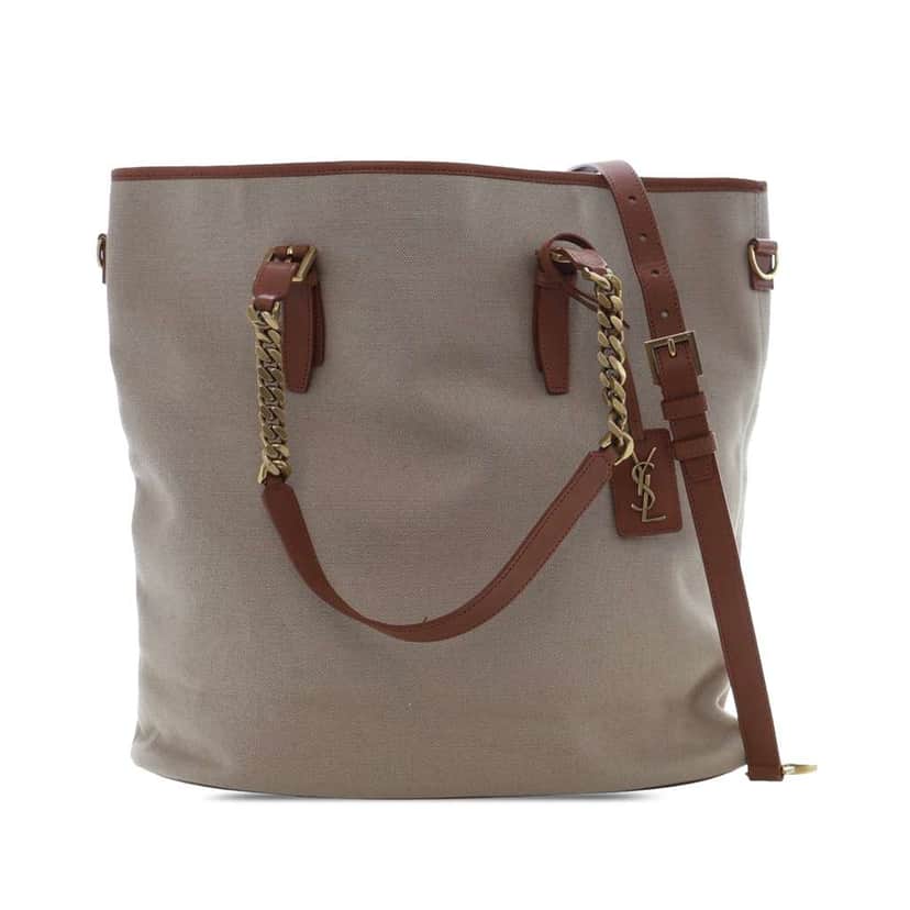 Saint Laurent Large Canvas Shopping Tote Brown Canvas Very good condition - Front View