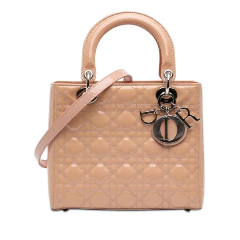 Dior Medium Patent Cannage Lady Dior Brown Leather Good condition - Front View